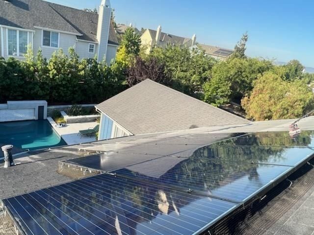 Solar panels with a clean, reflective finish after cleaning