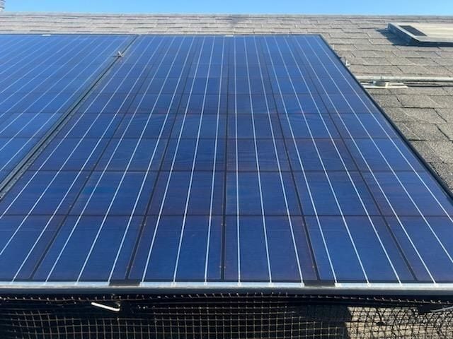 Rooftop solar panels after professional cleaning